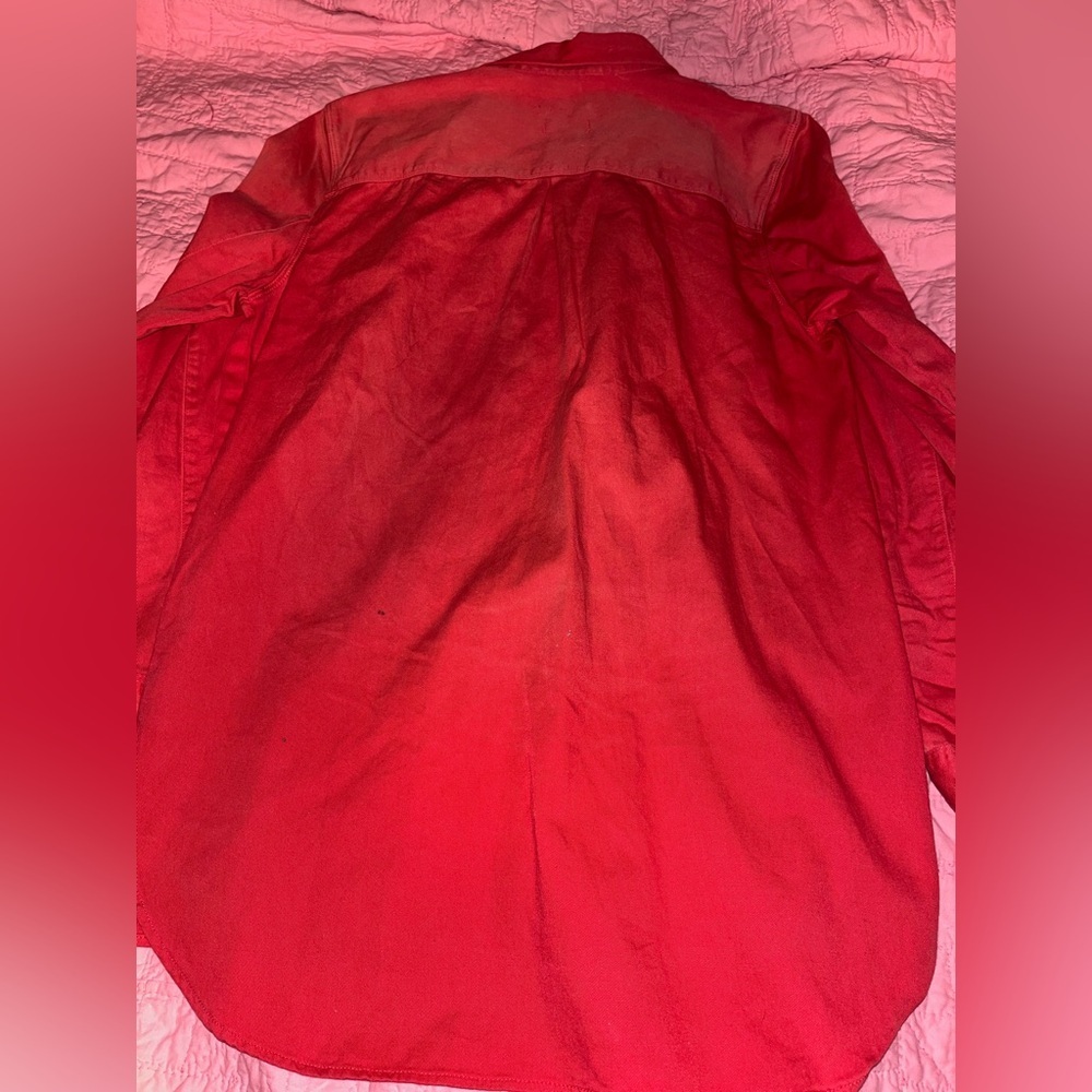 Madewell Long Sleeve Button Down Denim Shirt in Vermilion Red NWT - Picture 8 of 8